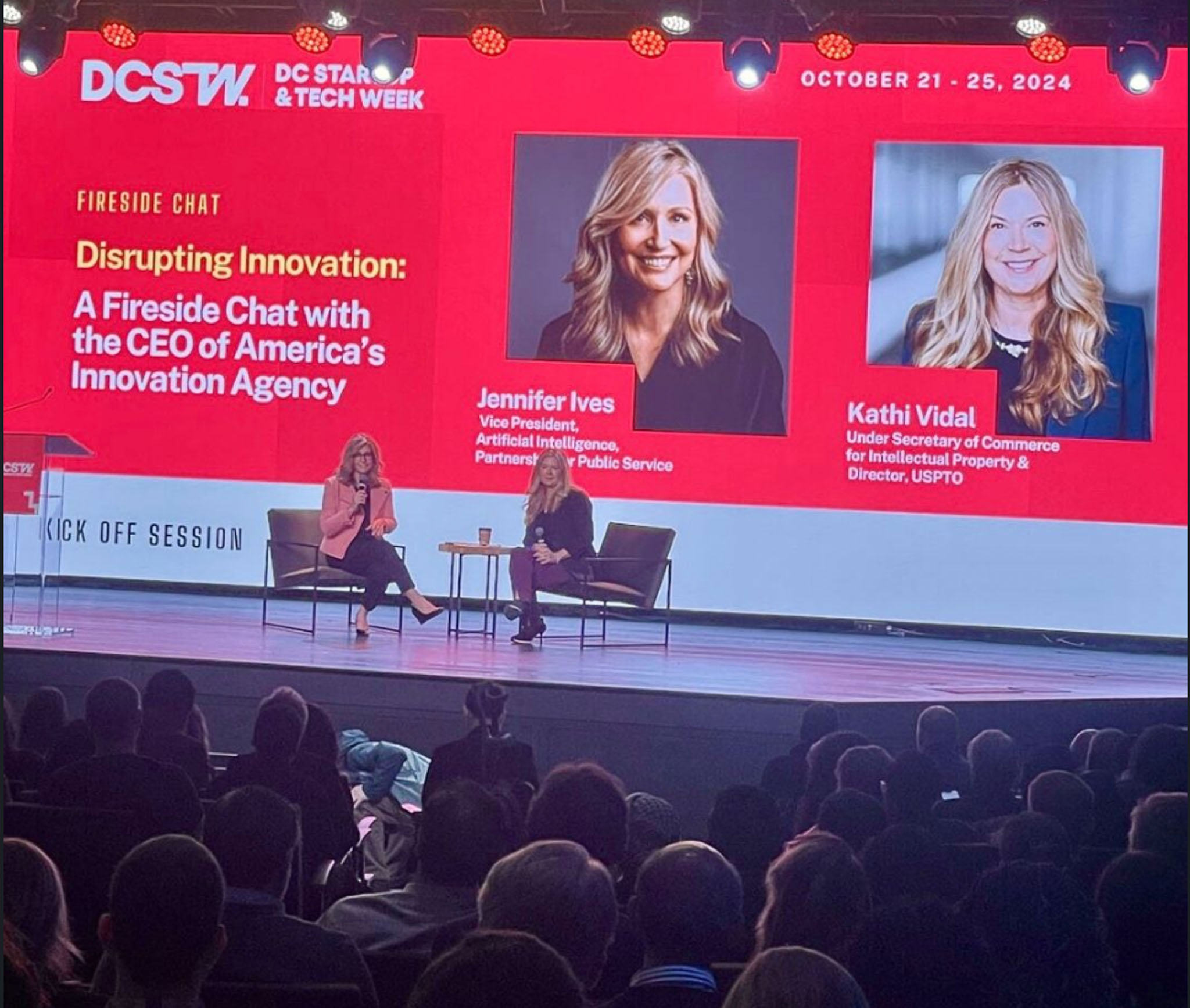 Jennifer Ives in fireside chat with Kathi Vidal at DC Startup and Tech Week 2024