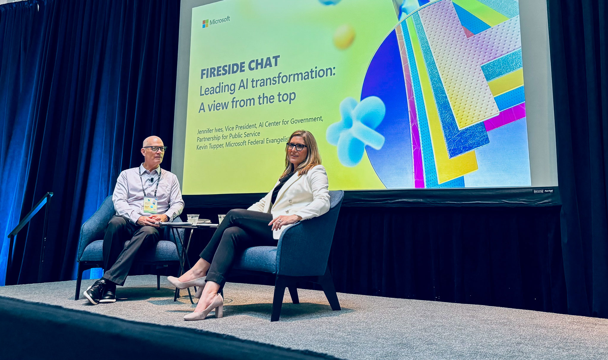 Jennifer Ives in fireside chat with Kevin Tupper at Microsoft AI Tour 2025